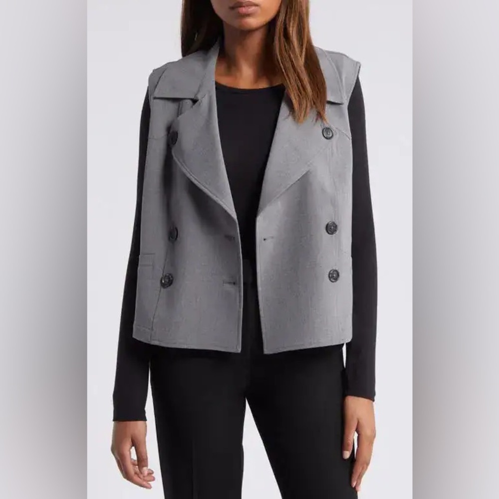 Halogen Grey Double-Breasted Vest